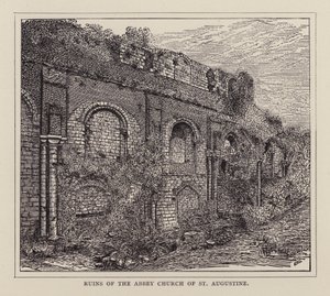 Canterbury: Ruinen der Abteikirche von St. Augustine (Lithographie) von English School