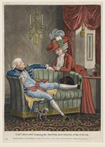 Kapitän Jessamy lernt die richtige Disziplin der Couch, ca. 1782