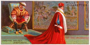 Kardinal Wolsey wird von König Heinrich VIII. entlassen