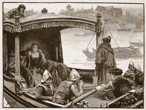 Catherine Howard wird zum Tower gebracht, Illustration aus Cassells Illustrierter Geschichte Englands von English School