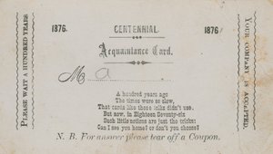 Centennial Bekanntschaftskarte von English School