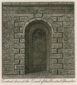 Zentrale Tür am Ostende der Painted Chamber von English School