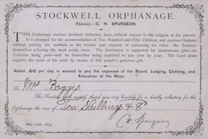 Dankesurkunde für eine Spende an das Stockwell Waisenhaus, London, 1874 von English School