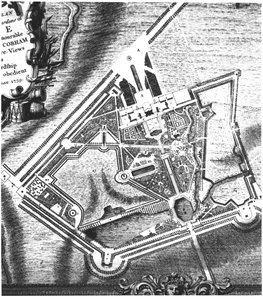 Charles Bridgemans (fl.1713-38) Plan für die Stowe Gardens, aus einem Buch über Ansichten von Stowe, veröffentlicht von Mrs. Charles Bridgeman im Jahr 1739