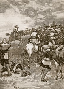 Charles in der Schlacht von Naseby, Illustration aus Cassells Illustrierter Geschichte Englands