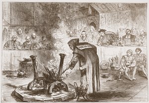 Karl sieht das Maskenspiel, Illustration aus Die Geschichte des Protestantismus von James Aitken Wylie, veröffentlicht 1878