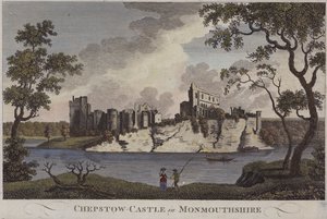 Chepstow Castle, Monmouthshire (farbige Gravur) von English School