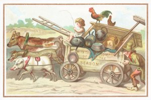 Kind fährt Wagen, Weihnachtskarte von English School