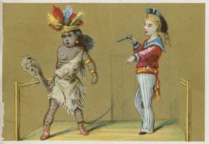 Kind mit Gewehr und einheimisches Kind
