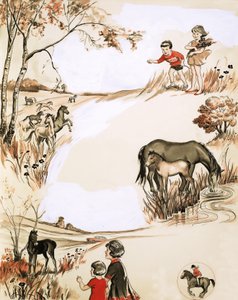 Kinder und Ponys