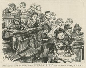 Kinder bei der Arbeit nach dem Mittagessen von English School