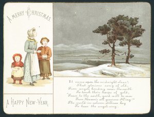 Kinder warten im Schnee, Neujahrskarte von English School