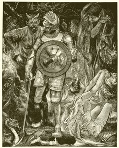 Christ trifft eine Gesellschaft von Dämonen im Tal des Todesschattens von English School