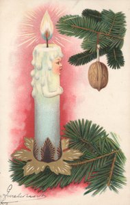 Weihnachtskarte mit einer Weihnachtsbaumkerze