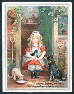 Weihnachtsgrußkarte mit Kind und Haustieren