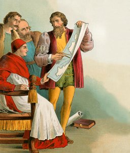 Christoph Kolumbus zeigt seine Pläne den Portugiesen, die ihn verrieten