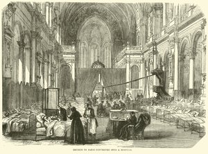 Kirche in Paris in ein Krankenhaus umgewandelt, November 1870 von English School