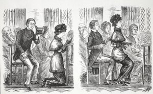 Kirchenmanieren, Illustration aus Punch von English School