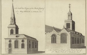 Kirche St. Mary Abchurch, Abchurch Lane und Kirche St. Martin Outwich in Threadneedle Street, London von English School