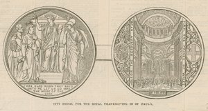Stadtmedaille für das königliche Dankfest in der St. Pauls Kathedrale, London, am 27. Februar 1872 von English School