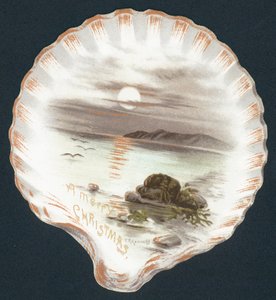 Muschelschale mit Bild des Ozeans, Weihnachtskarte
