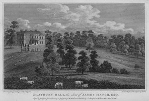 Claybury Hall, der Sitz von James Hatch (Gravur) von English School