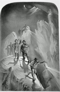 Klettern bei Nacht, aus Zehn Szenen des letzten Aufstiegs des Mont Blanc einschließlich fünf Ansichten vom Gipfel, von J.D.H. Browne, veröffentlicht 1853