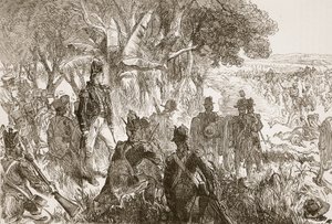 Clive bei Plassey, Illustration aus Cassells Illustrierter Geschichte Indiens von James Grant, veröffentlicht 1879