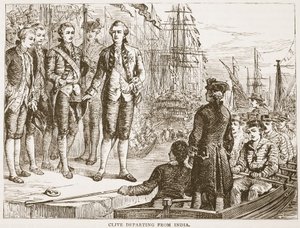 Clive verlässt Indien, Illustration aus Cassells Illustrierter Geschichte Indiens von James Grant, veröffentlicht 1879 von English School