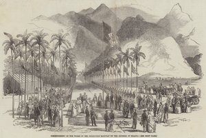 Beginn der Arbeiten der Petropolis-Eisenbahn durch den Kaiser von Brasilien