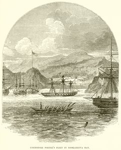 Flotte von Commodore Porter in der Nookaheeva-Bucht