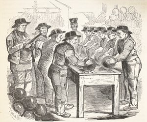 Gefangene beim Schaben von Schrot, Illustration aus The Criminal Prisons of London and Scenes from Prison Life von Henry Mayhew und John Binny, veröffentlicht 1862 von English School