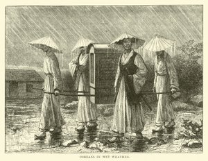 Koreaner bei nassem Wetter