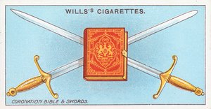Krönungsbibel und Schwerter von English School