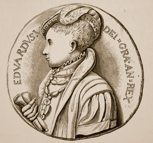 Krönungsmedaille von Edward VI. (Sepia-Foto) von English School