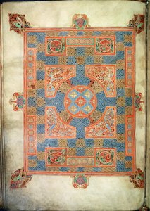Teppichseite, die das Evangelium des Markus eröffnet, aus den Lindisfarne Evangelien, 710-721