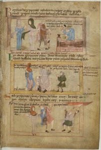 Lamech und seine zwei Frauen und sein Sohn, Tubalcain, der Schmied, bei der Arbeit