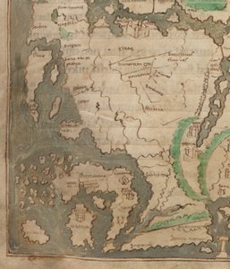 Die Tiberius-Karte, Mappa Mundi, Detail von Westeuropa und den Britischen Inseln von English School