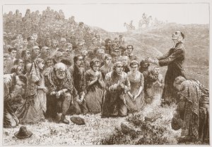 Bundesschließer beten am Ufer des Whitadder, Illustration aus The History of Protestantism von James Aitken Wylie, veröffentlicht 1878 von English School