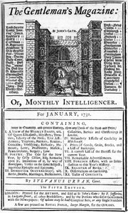 Umschlag der ersten Ausgabe von The Gentlemans Magazine, veröffentlicht Januar 1731