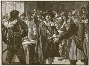 Cromwell löst das Lange Parlament auf, Illustration aus Cassells Illustrierter Geschichte Englands von English School