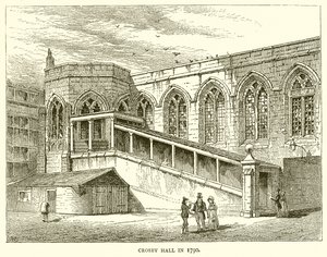 Crosby Hall im Jahr 1790 von English School