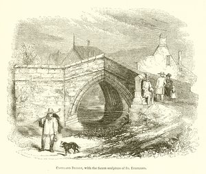 Croyland-Brücke mit der sächsischen Skulptur von St. Ethelred von English School