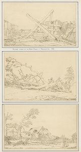 Schäden durch den Großen Sturm in Roehampton, 1780 von English School