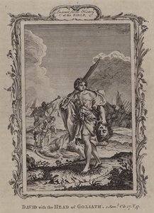 David mit dem Kopf von Goliath (Gravur) von English School
