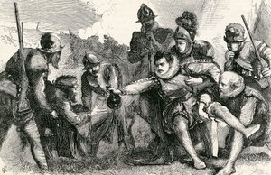 Tod von Sir Philip Sidney in der Schlacht von Zutphen, 1865 von English School