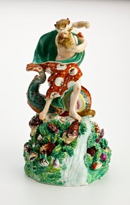 Derby Figur von Neptun auf felsigem Sockel mit Wasserfall und Muscheln, ca. 1750-1800 von English School