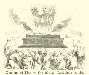 Herabkommen des Feuers auf den Altar, Levitikus, ix, 24 von English School