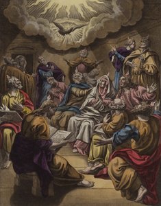 Herabkunft des Heiligen Geistes (Farblithografie) von English School