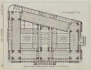 Entwurf für die vorgeschlagene Nationalgalerie, Grundriss des Hauptgeschosses (Gravur)